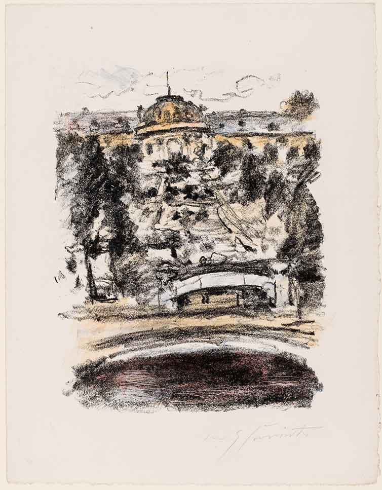Lovis Corinth, „Sanssouci“, 1922, Farblithographie (Foto: Museum Wiesbaden/ Bernd Fickert)